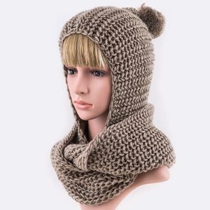 • Knit PomPom Convertible Infinity Scarf •